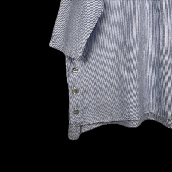 J Jill Love Linen Womens 3/4 Sleeve Tunic Button Shirt Breathable Coastal Beach - Picture 2 of 9
